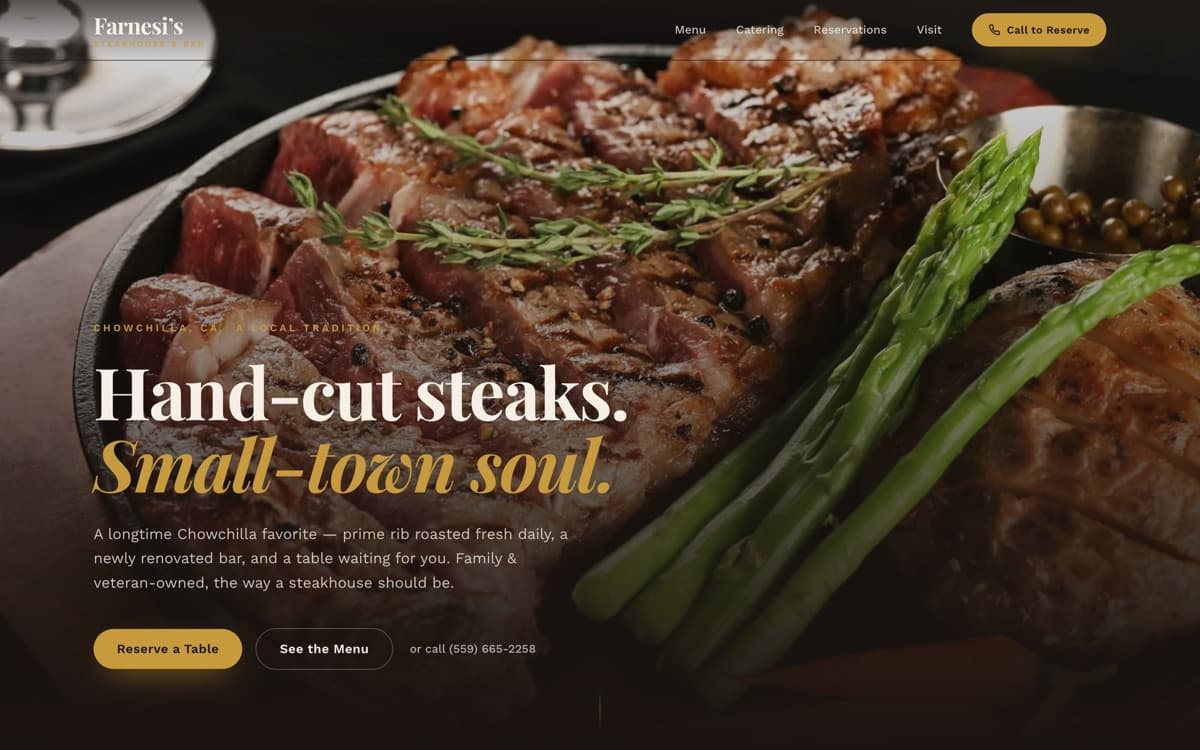 Farnesi's Steakhouse — website preview