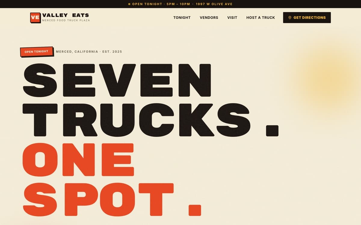 Valley Eats — website preview